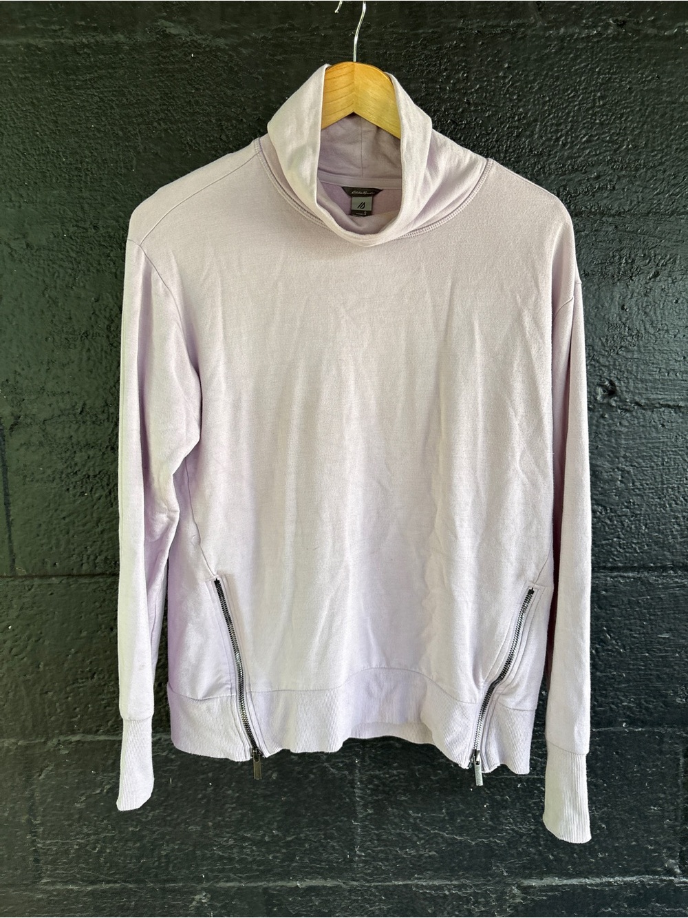 Eddie Bauer Light Lavender Turtleneck Sweater Zip Detail